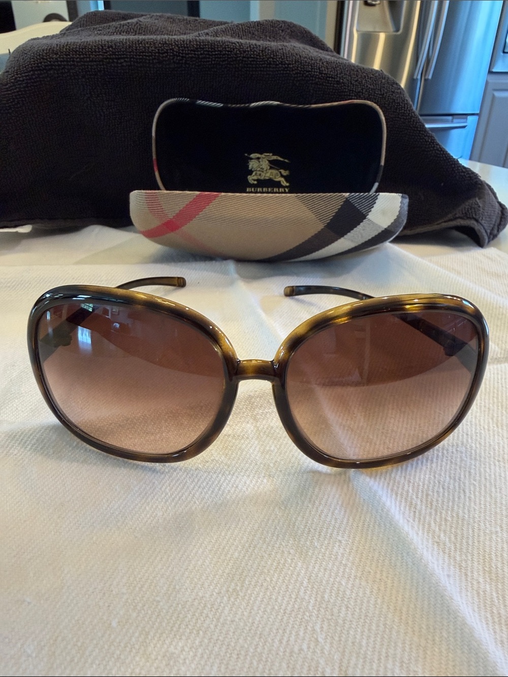 Burberry Women's Tortoiseshell Sunglasses with Brown Gradient Lenses.
